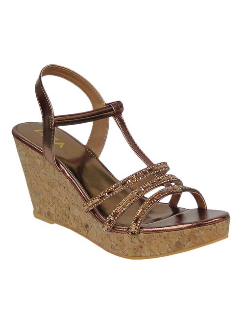 copper leatherette wedge - 10680828 - Very Small Image - 1