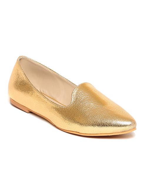 Gold Leatherette Plain Loafers - 10681437 - Very Small Image - 1