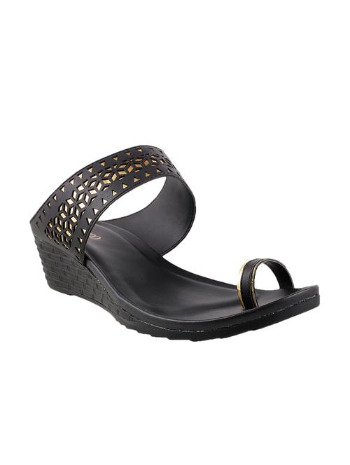 black leatherette wedge - 10683468 - Very Small Image - 1