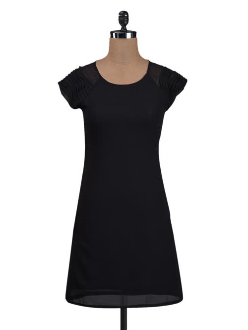Plain Solid Mega Sleeves Georgette Dress - 1068403 - Very Small Image - 1