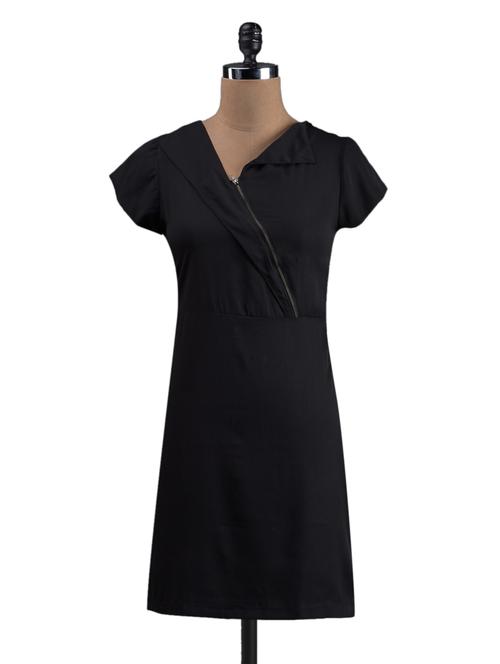 Plain Solid Shorts Sleeves Polycrepe Dress - 1068433 - Very Small Image - 1