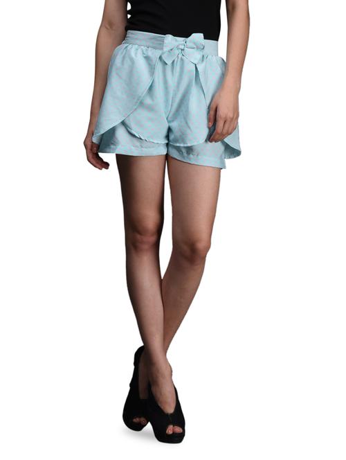 light blue printed crepe shorts - 1068536 - Very Small Image - 1