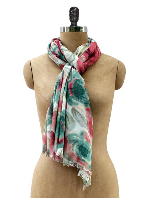 rose print viscose stole - 1068572 - Very Small Image - 1