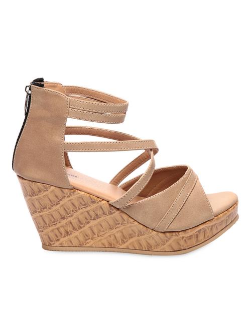 beige leatherette wedges - 1068837 - Very Small Image - 1
