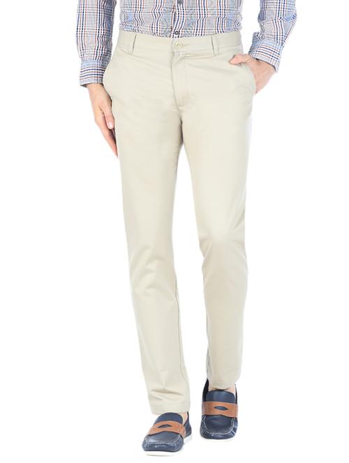 beige 100% cotton casual trousers - 10688997 - Very Small Image - 1