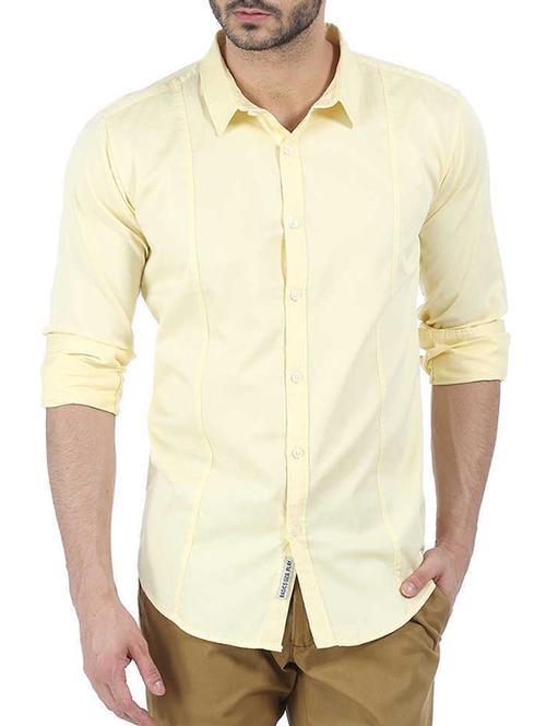 yellow cotton casual shirt - 10689024 - Very Small Image - 1