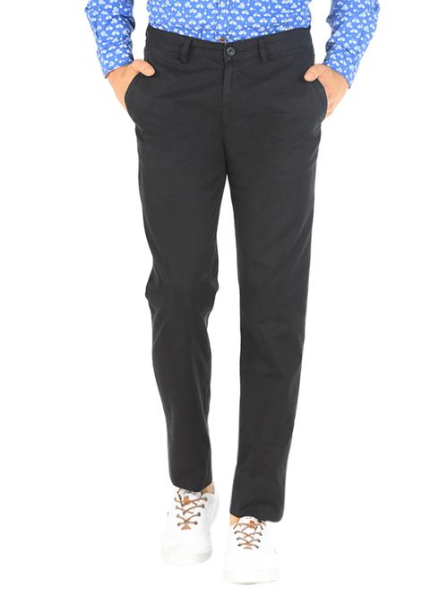 black cotton casual trousers - 10689041 - Very Small Image - 1