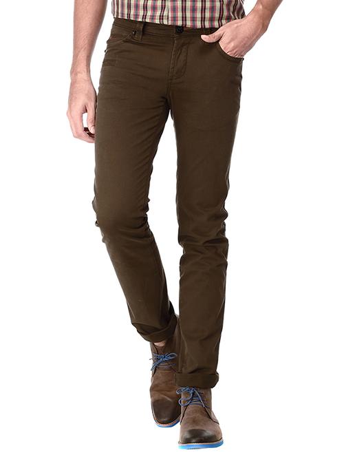 green cotton elastane casual trousers - 10689366 - Very Small Image - 1