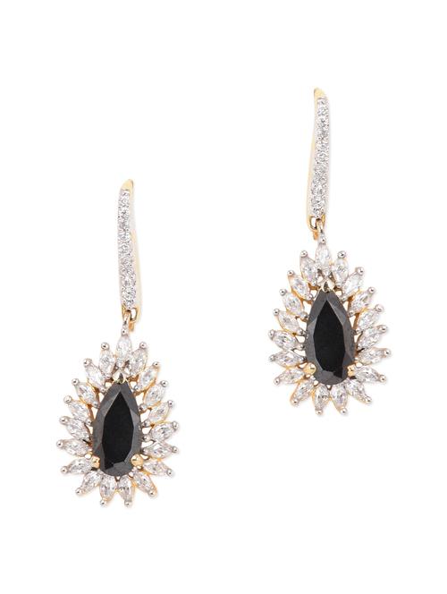 black drop shaped stone embellished earrings - 1069274 - Very Small Image - 1