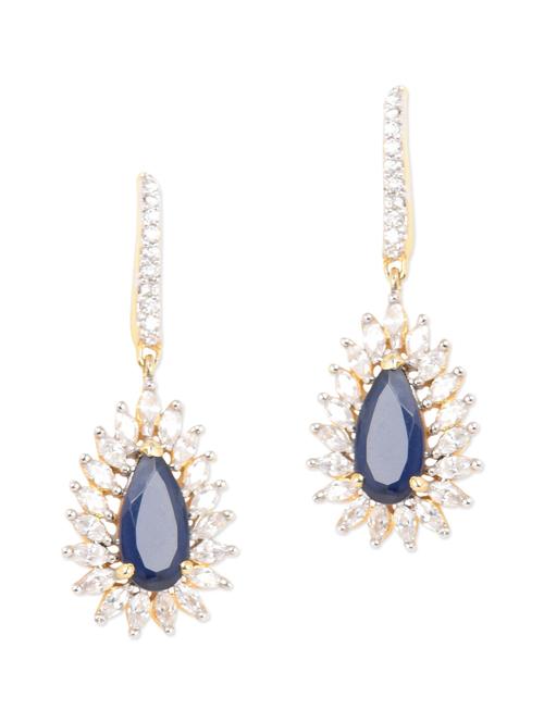 blue drop shaped stone embellished earrings - 1069275 - Very Small Image - 1