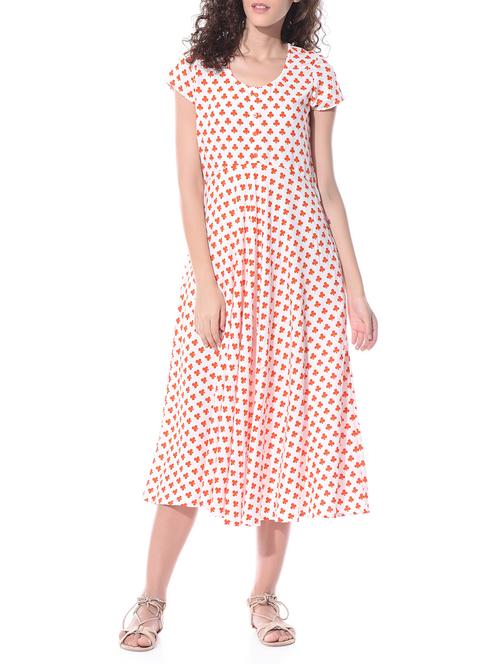 white, orange rayon dress - 10694125 - Very Small Image - 1