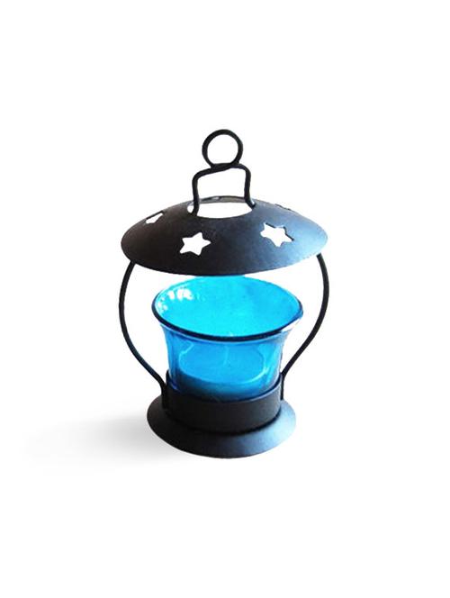 khan handicrafts wrought iron t light candle holder blue - 10696329 - Very Small Image - 1