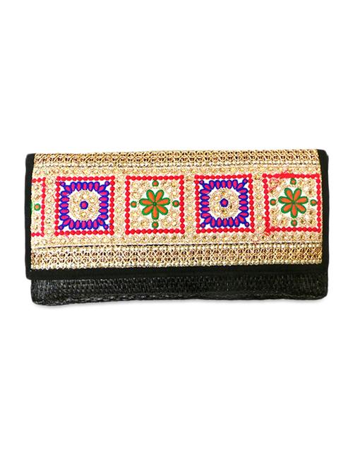 jute clutch with traditional embroidered flap - 1069807 - Very Small Image - 1