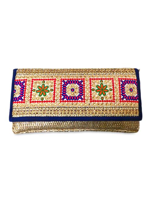 traditional embroidered flap jute clutch - 1069808 - Very Small Image - 1
