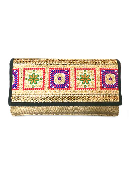 traditional embroidered flap jute clutch - 1069810 - Very Small Image - 1