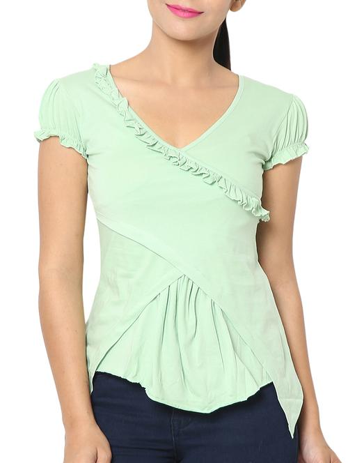 green cotton top - 10700598 - Very Small Image - 1