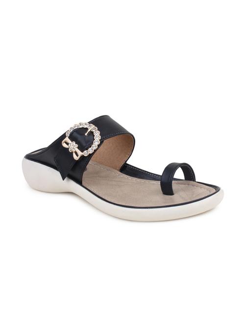 black leatherette one toe sandal - 10704692 - Very Small Image - 1