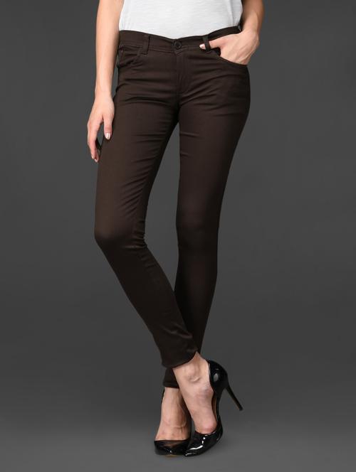 brown stretchable plain chinos - 1070494 - Very Small Image - 1