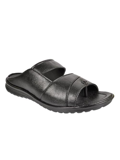 black leatherette slippers, flip flops & sliders - 10705402 - Very Small Image - 1