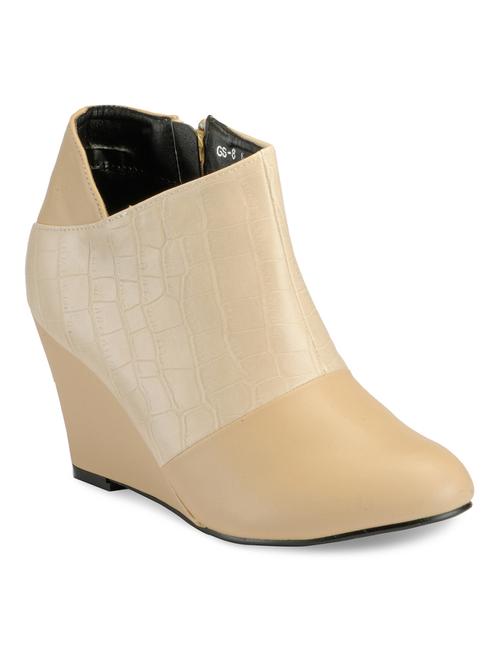 beige leatherette ankle boots - 10706138 - Very Small Image - 1