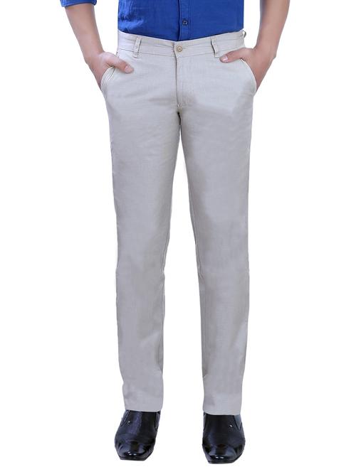 grey cotton casual trousers - 10707643 - Very Small Image - 1