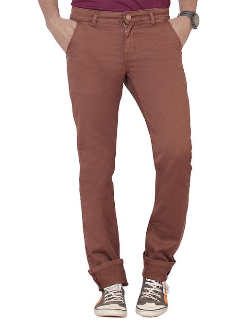 brown denim casual trousers - 10707793 - Very Small Image - 1