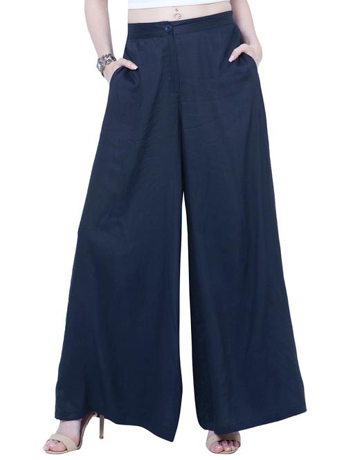 flared palazzo pants - navy - 10711637 - Very Small Image - 1