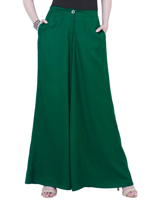 flared palazzo pants - green - 10711644 - Very Small Image - 1