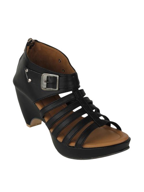 black leatherette sandals - 10712316 - Very Small Image - 1