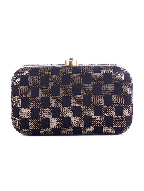 black & golden fabric clutch - 10716977 - Very Small Image - 1