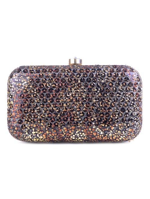 black & golden fabric clutch - 10716979 - Very Small Image - 1