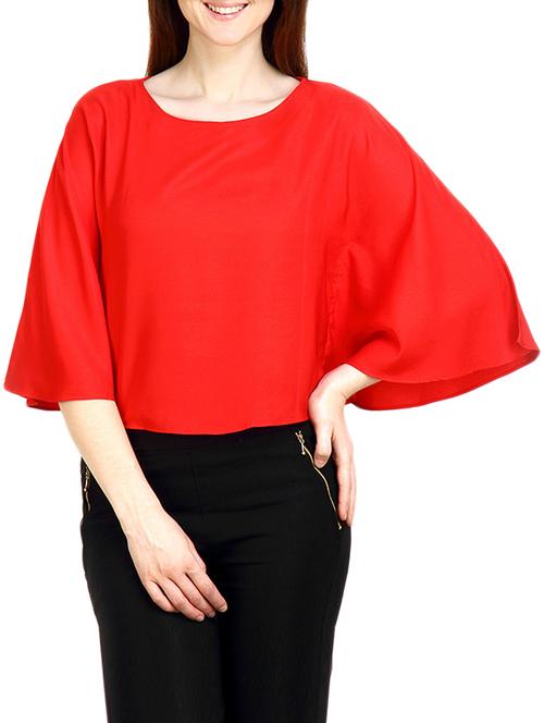 red poly crepe top - 10717607 - Very Small Image - 1