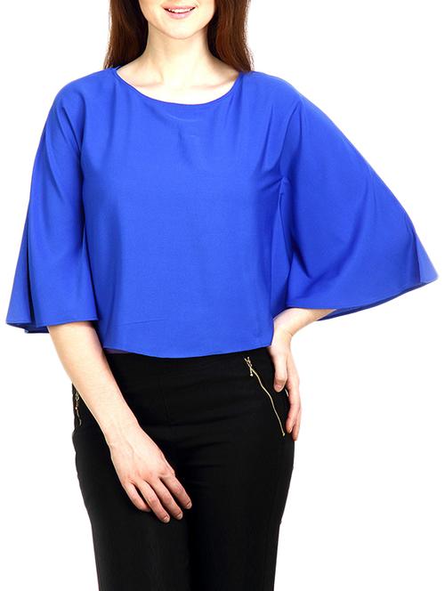 blue poly crepe top - 10717608 - Very Small Image - 1
