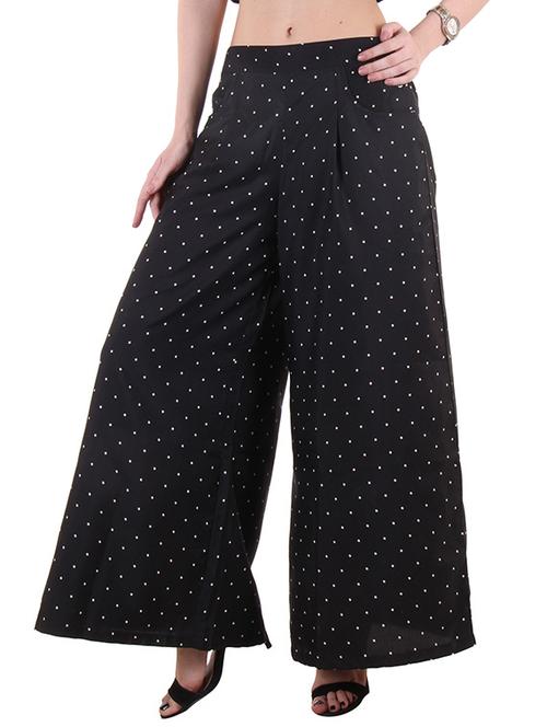 black poly crepe palazzos - 10720036 - Very Small Image - 1