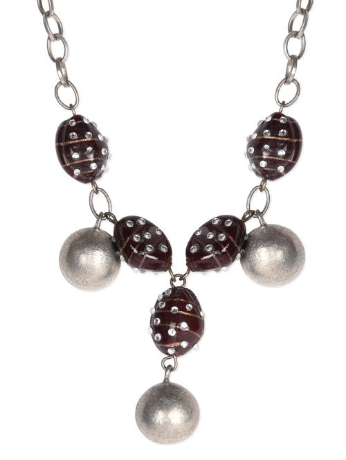 brown and silver embellished neckpiece - 1072067 - Very Small Image - 1