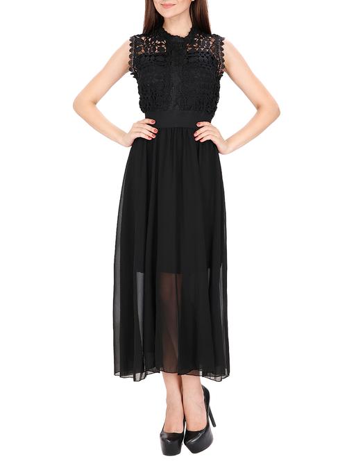 laced detail gathered maxi dress - 10724390 - Very Small Image - 1