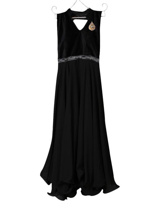 plain & sequined georgette gown - 1072636 - Very Small Image - 1