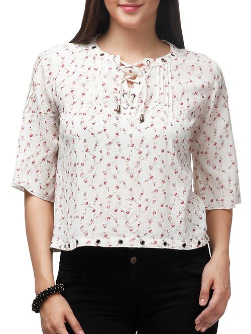white floral print boxy top - 10734308 - Very Small Image - 1