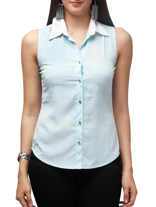 blue polyester regular shirt - 10734346 - Very Small Image - 1