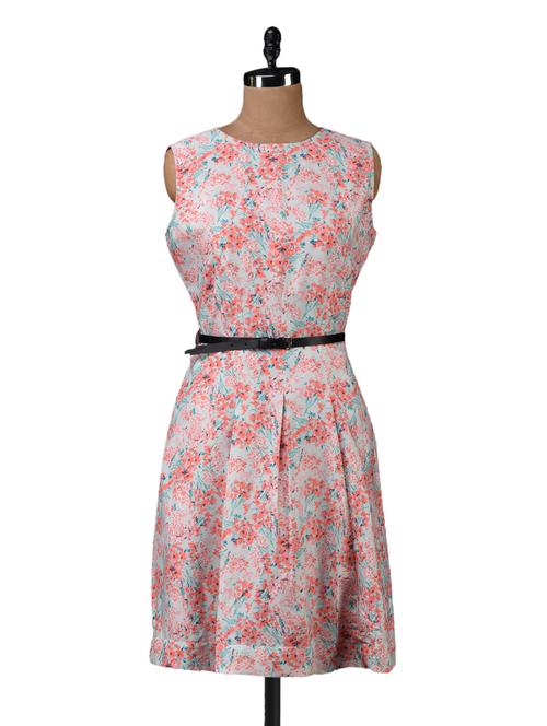 multi floral printed crepe dress - 1073623 - Very Small Image - 1