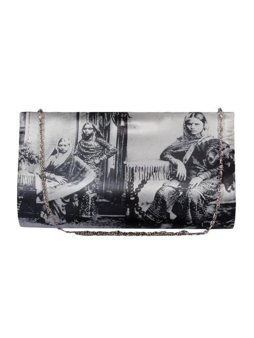 black and white leatherette clutch - 10736443 - Very Small Image - 1