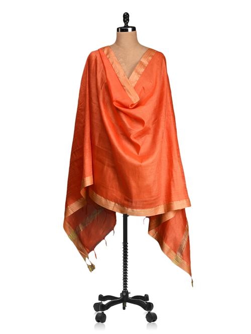 solid bordered cotton silk dupatta - 1073660 - Very Small Image - 1