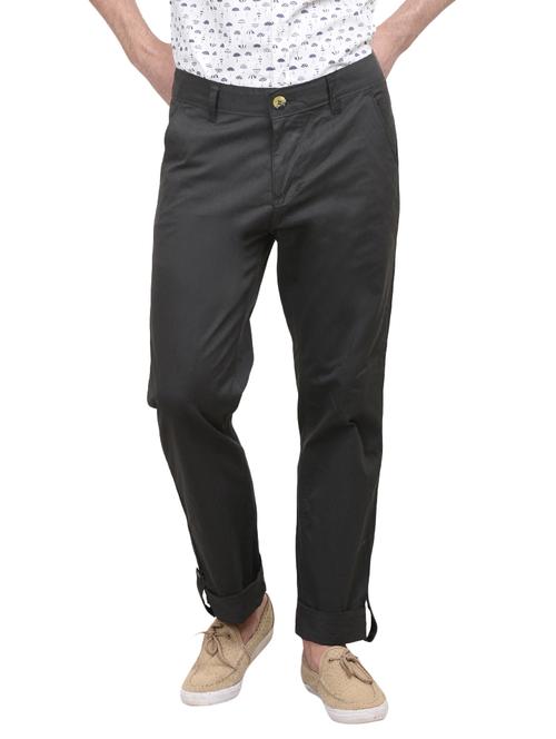 black cotton flat front trouser - 10736845 - Very Small Image - 1