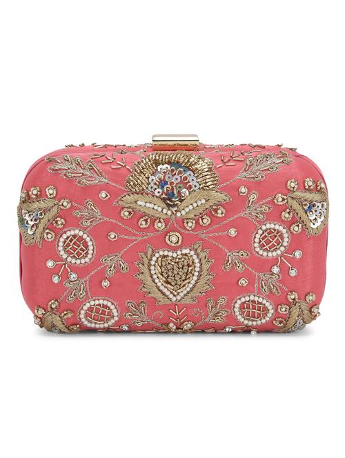 Pink embellished velvet box clutch - 10738067 - Very Small Image - 1