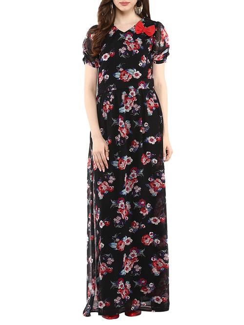 black floral georgette dress - 10742915 - Very Small Image - 1