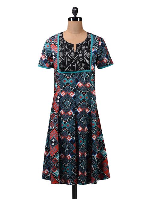 multicolored printed flared cotton kurta - 1074759 - Very Small Image - 1