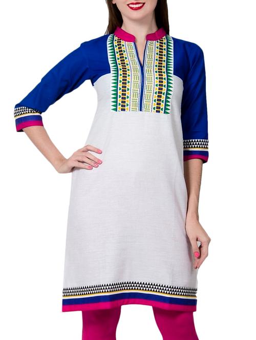 royal blue cotton kurti - 10751901 - Very Small Image - 1