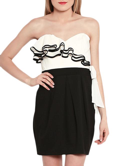 cream , black polyester dress - 10751952 - Very Small Image - 1