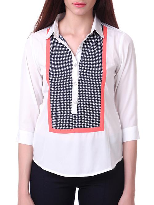 off white poly crepe top - 10751962 - Very Small Image - 1
