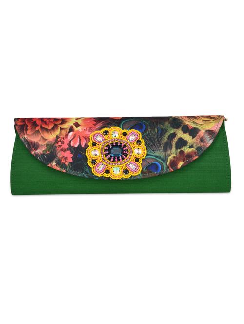 printed flap silk clutch bag - 1075689 - Very Small Image - 1